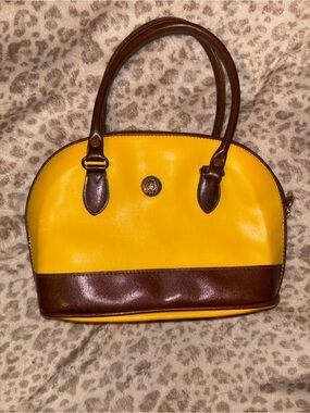Vintage Liz Claiborne Yellow and Brown Dome Satchel
